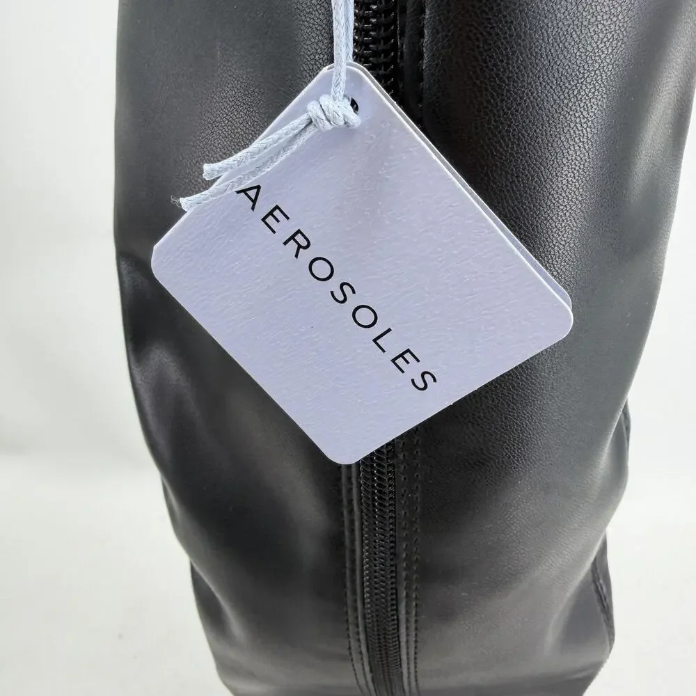 Aerosoles Centola Boots Womens Size 6.5W Black Knee High Stretch Zip Riding